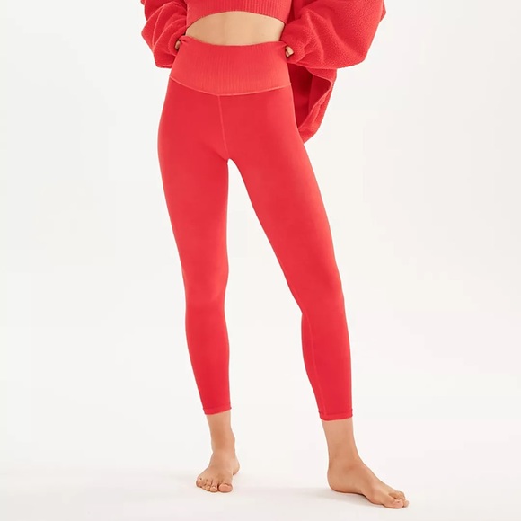 Free People Pants - FREE PEOPLE High-Rise 7/8 Length Good Karma Leggings red apple